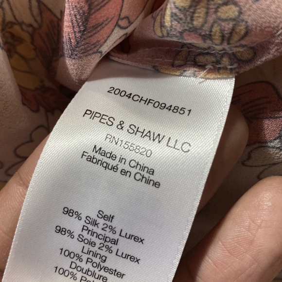 Veronica Beard Dali Melon Metallic Floral Silk Top, size 0 - Picture 5 of 7